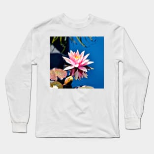 Pink Water Lily in Pool Long Sleeve T-Shirt